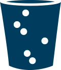 A blue garbage can icon