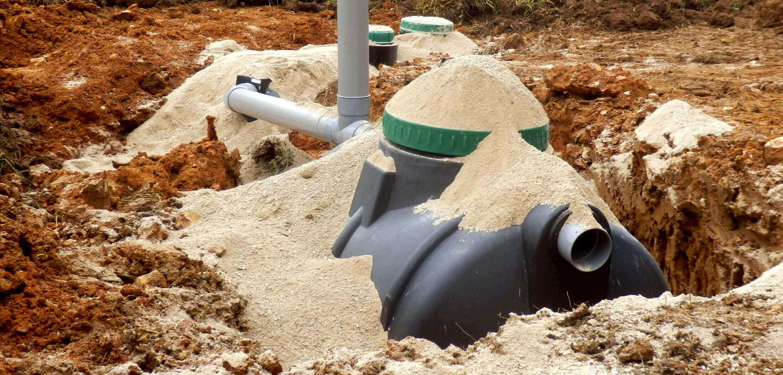 A septic tank being installed